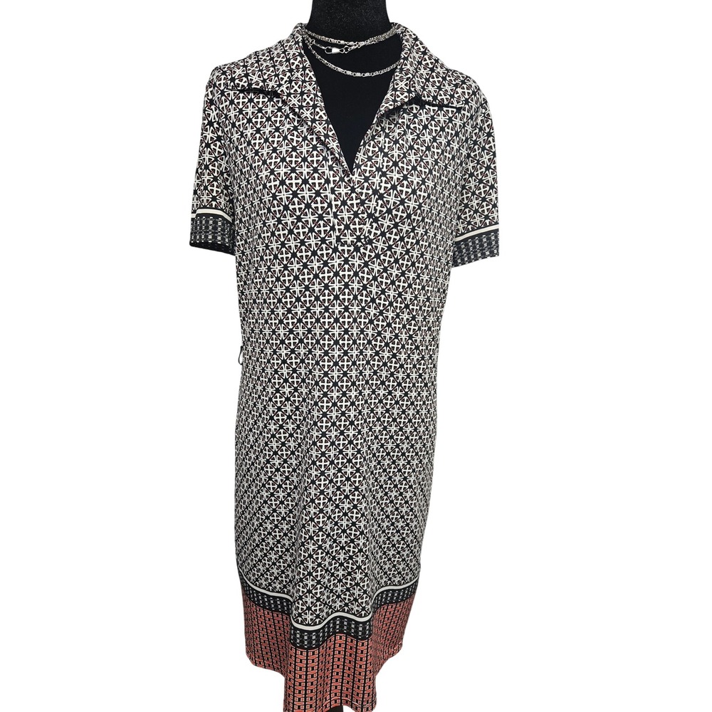 Max Studio Womens Black White Red Geometric Print Shift Dress S 5905W52